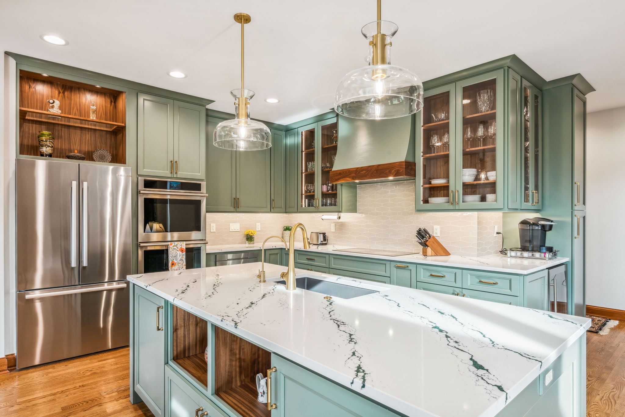 image of earth green kitchen cabinet colors