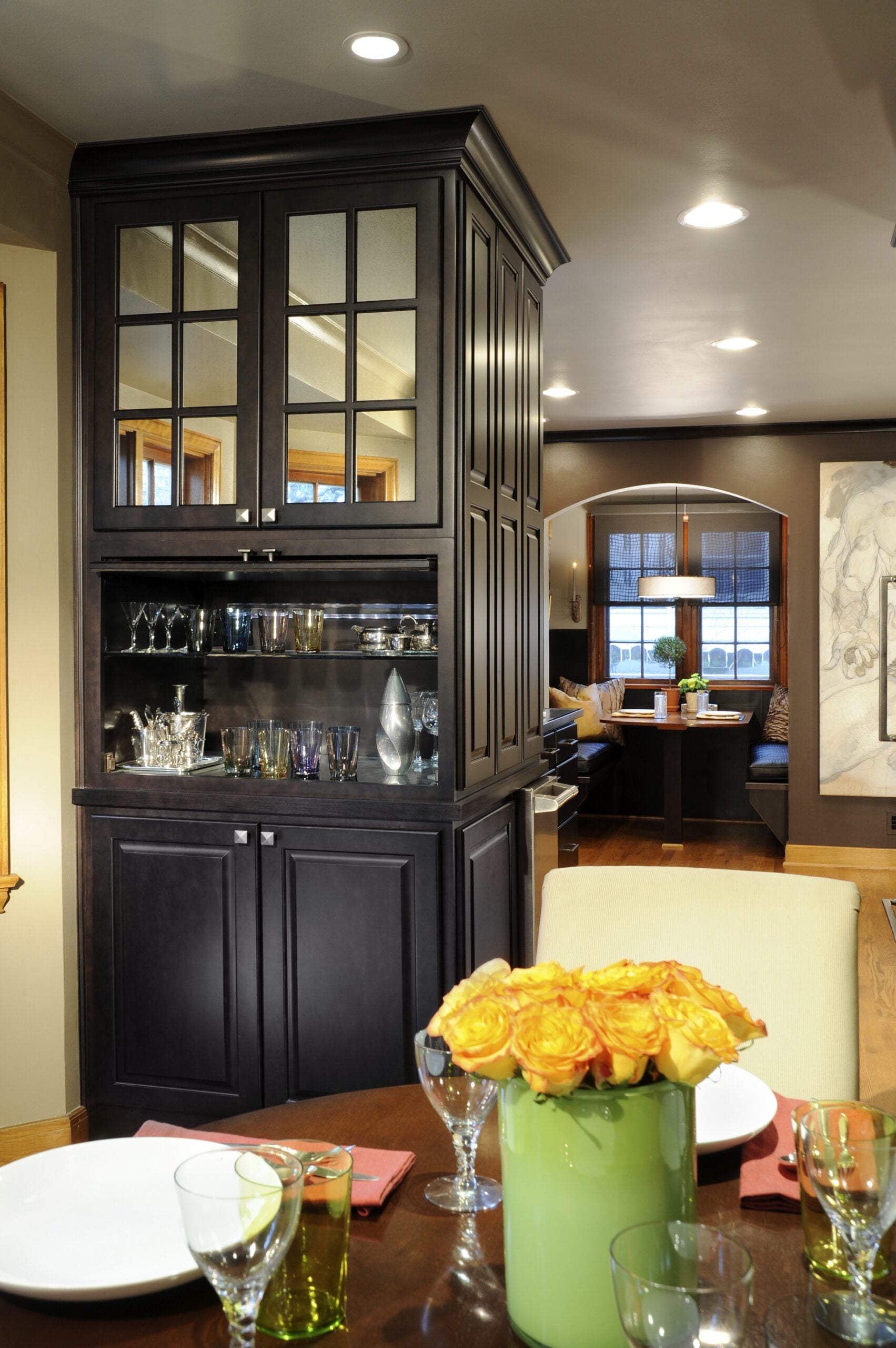 image of rich brown kitchen cabinet colors